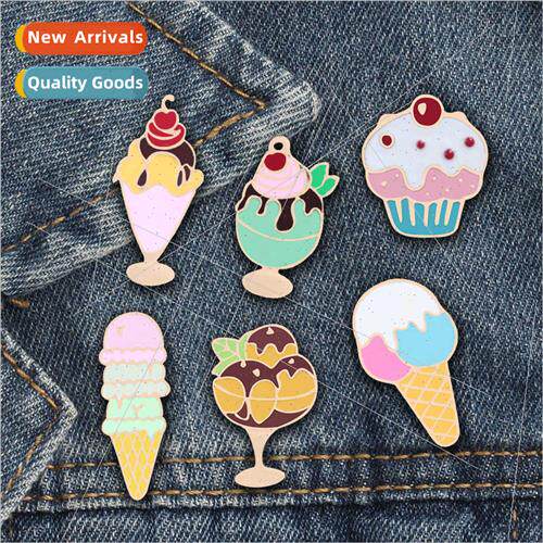 Romantic Sweet Chest Pattern Ice Cream Brooch Alloy Drip Oil