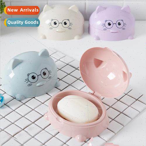 Home bathroom soap box lid cartoon soap box can drain soap h