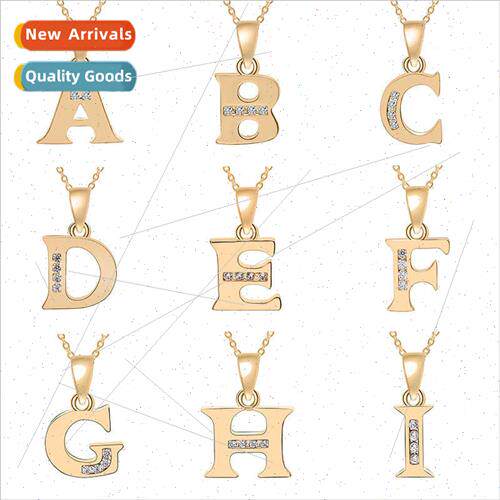 New 26 capal letters necklace copper zirconia pendant simple
