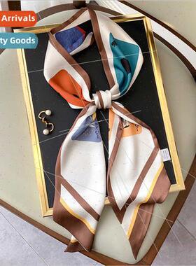 Spring Autumn new cartoon thin narrow long silk scarf female