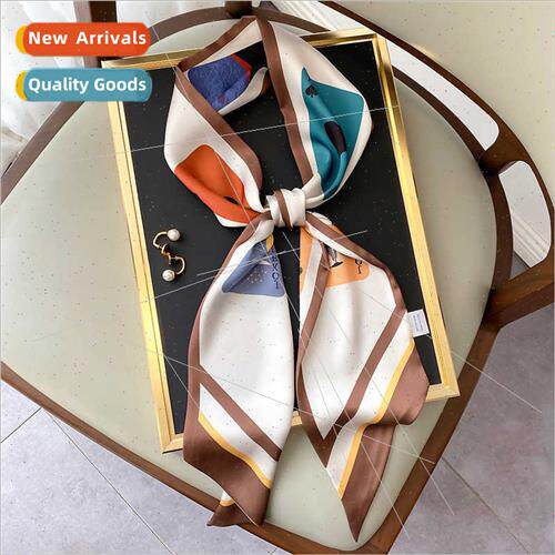 Spring Autumn new cartoon thin narrow long silk scarf female