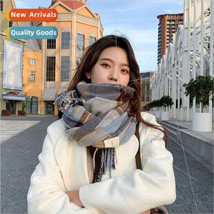 Korean fall imation scarf cashm wild Ms. Brish Plaid winter