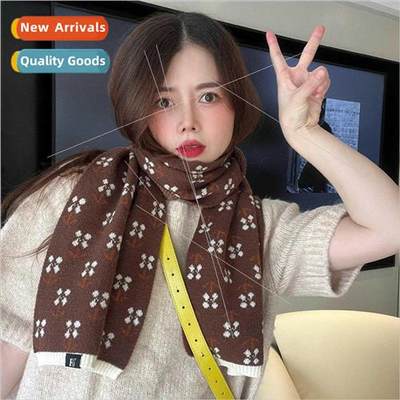 2023 new small flowers wh knted scarf female students Korean