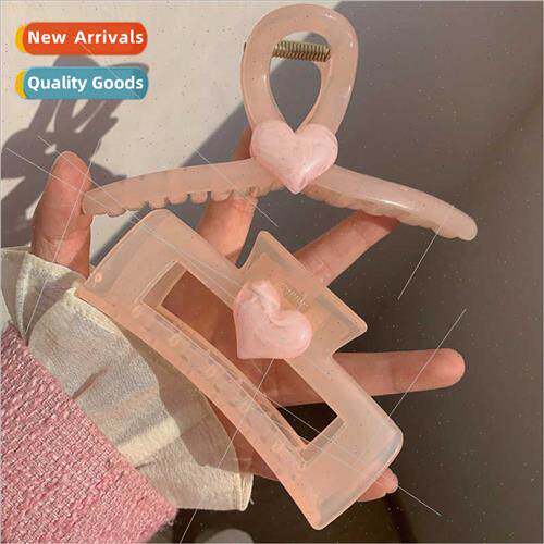 Korea pink love heart scratch clip fresh girls large cross s