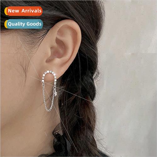 Sweet Cool Glter Diamond Earrings Medium Long Chain Star Ear