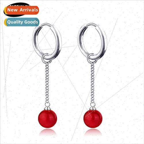 Korean  -allergic tanium steel earrings Korea Dongdaemun pea