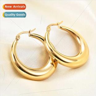 stainless steel gold Europe thread ins bread earrings simple