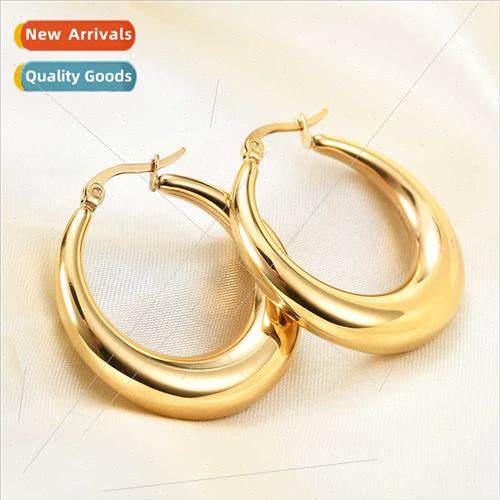 Europe simple ins stainless steel gold bread thread earrings