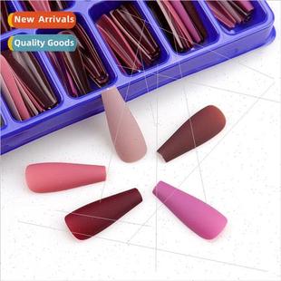 Matte Fake Long Set Ballerina Tips Colorful Art 100Pcs Nail