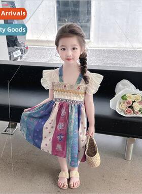 2023 new childrens clothing girls dress summer  in small chi