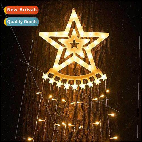 led solar pentagram waterfall lights flashing lights string