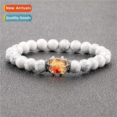jewelry volcanic stone beaded bracelet gold double side crow