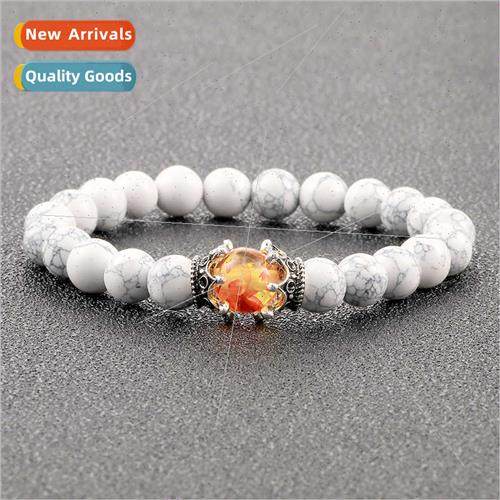 jewelry volcanic stone beaded bracelet gold double side crow