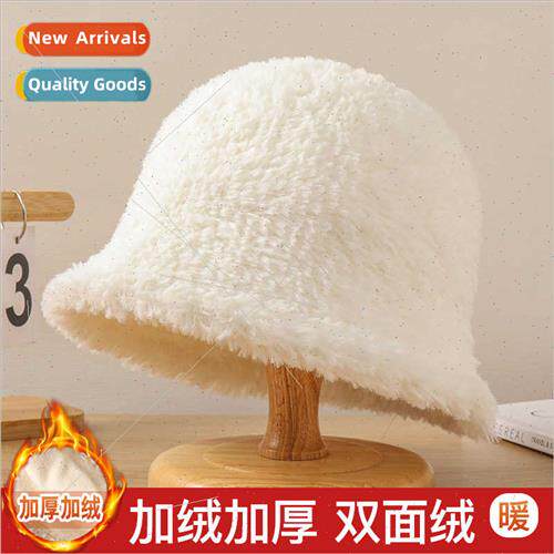 Autumn winter new double-sided velvet warm casual bucket hat