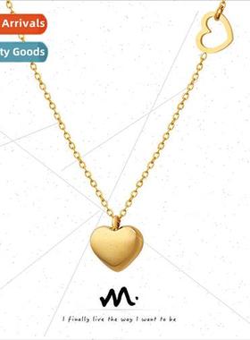 Blogger mini double peach heart heart necklace tanium steel