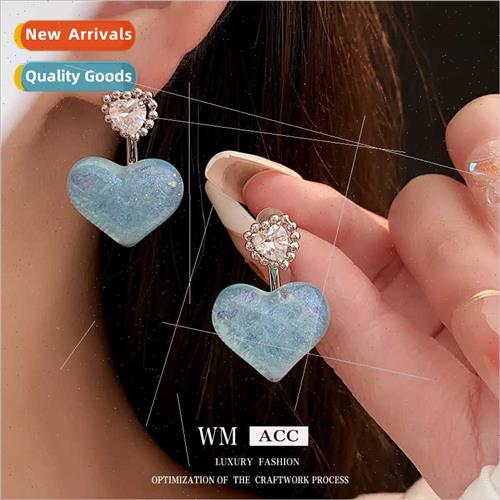lver needle zirconia French love earrings mple versatile ear