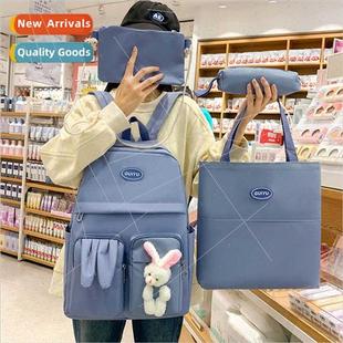 color backpack student ears rabb solid new female four Set