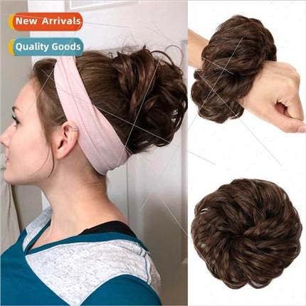 Women wig hair band rubber band hair bun coiffure pull flowe
