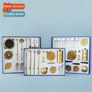Incense set gift box pure copper playing incense seal script