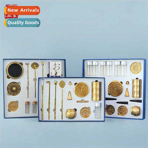 Incense set gift box pure copper playing incense seal script