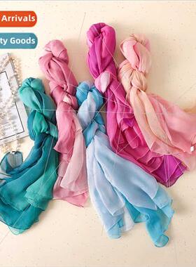2020 new sunscreen silk scarf autumn smooth twisting wrinkle