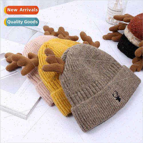 Hat women fall winter Korea versatile Japan cute antlers knt