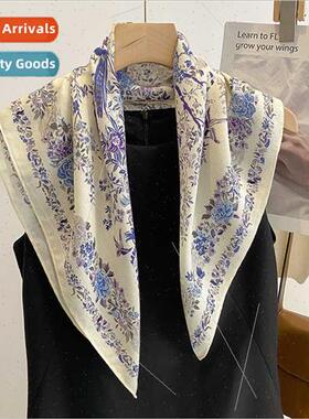 terary small fresh flowers fashion cotton linen scarf female