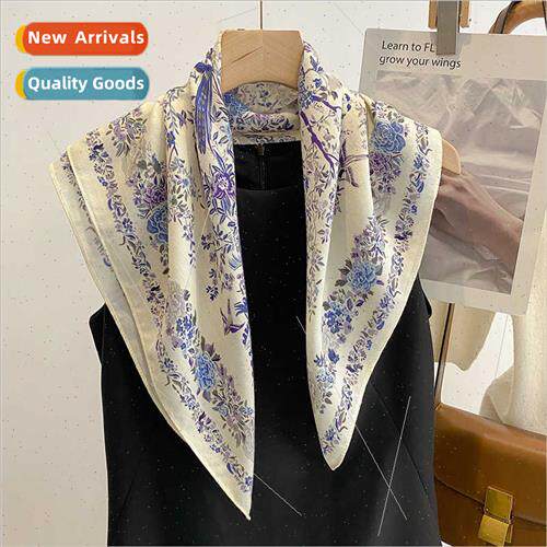 terary small fresh flowers fashion cotton linen scarf female