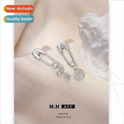 Scissors cuff pin earrings female new niche earrings 925 sil