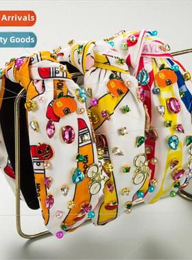 Europe new school season fabric print hair accessories fashi