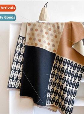 Autumn winter new scarf ladies thickened warm color blocking