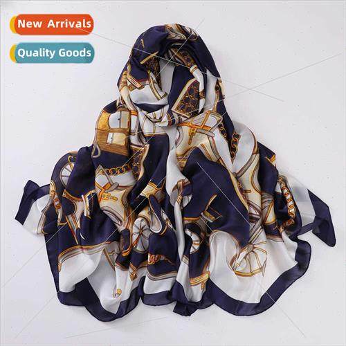 2023 new new silk satin silk scarf women French retro sunscr