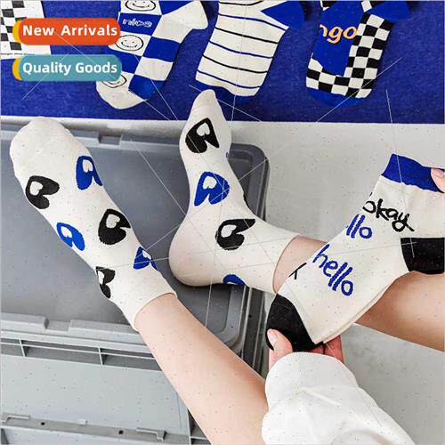 Socks women mid-calf socks ins tide  cotton spring fall Japa