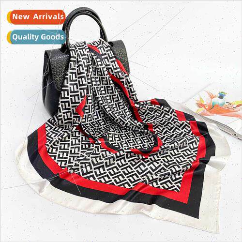 22 new simulation silk scarf women satin letter print satin