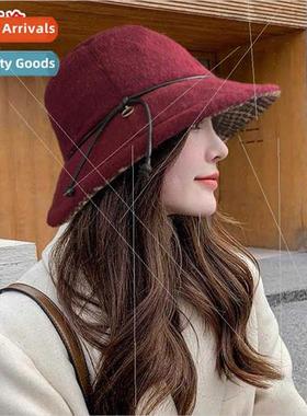 Hat female fall winter Korean  round top bowler hat black tw