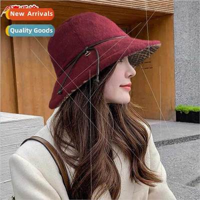 Hat female fall winter Korean  round top bowler hat black tw