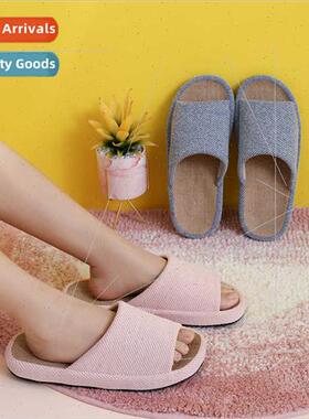 Japanese spring fall cotton linen slippers female four seaso