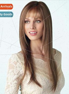 Europe Fashion Wigs Women Qi u Flaxen Long Hair Qi Air Bangs