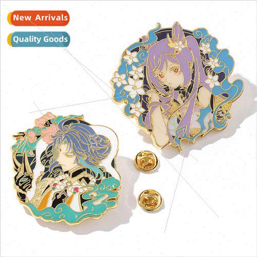 Harajin  metal large badge engraved clear elf alloy oil drop