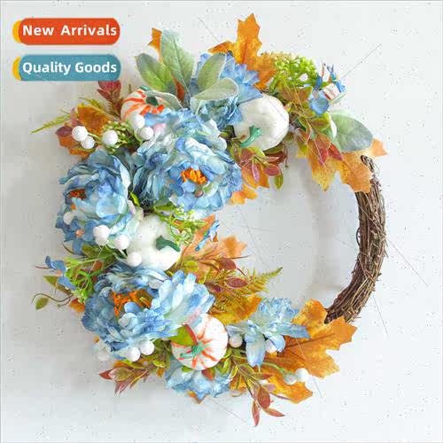 Harvest Festival Peony Pumpkin Wreath 2023 Flowers Home Deco