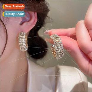 diamond Korea fashio earrings hollow shaped needle lver