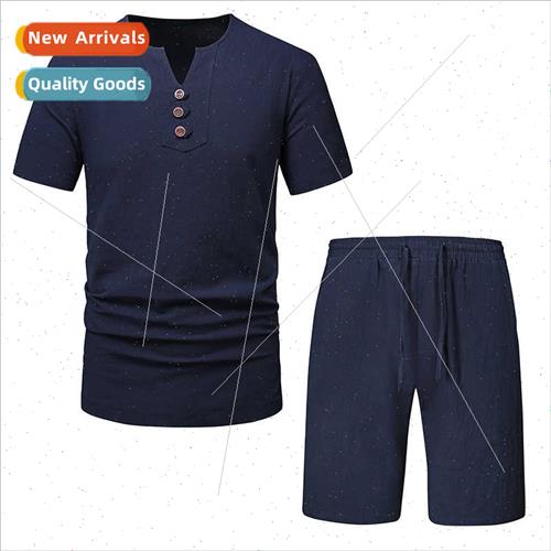 Men Cotton nen V-Neck Beach Su TB30