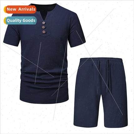 Men Cotton nen V-Neck Beach Su TB30