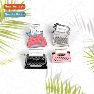 Brooch Enamel Vintage Wring Clo New Backpack Typewrer