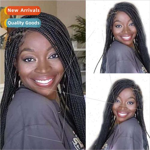 Europe wigs Popular black three-strand braids hair front lac