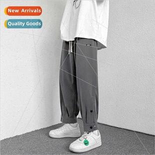 nine minute pants Casual 2022 leg men summer drawstring