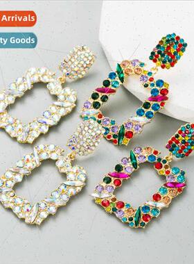 Ins Europe geometric square hollow earrings alloy electropla