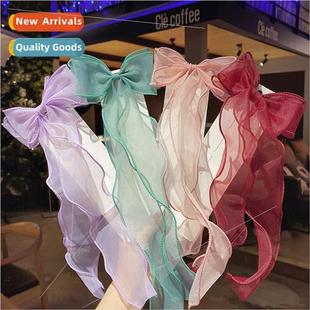 Girls bow hair accessories long ribbon princess hair clips d