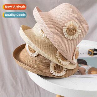 Small wrinkled chrysanthemum straw hat female small fresh le