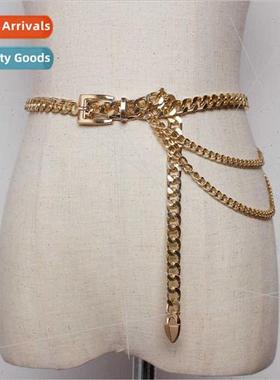 Europe runway  2019 retro metal chain belt thick waist chain